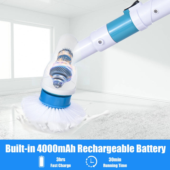 Electric Spin Scrubber,4000Mah Electric Scrubber with 3 Brush Heads Adjustable Extension Handle Power Scrubber for Bathroom Bathtub Wall Floor