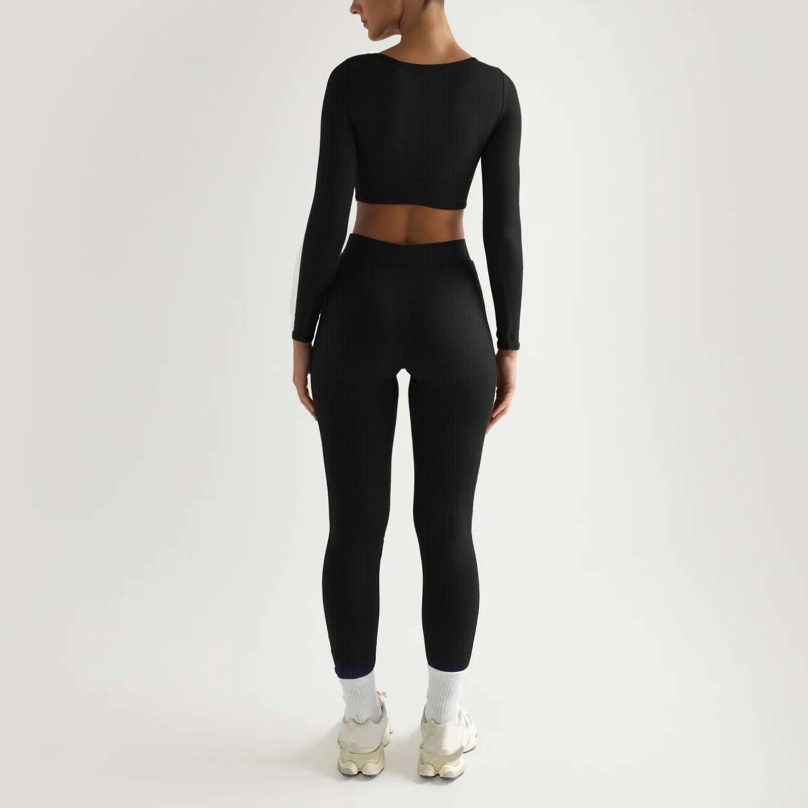 2Pc Yoga Sets for Women Women'S Fashion Casual Solid Color Long Sleeve Square Collar Two Piece Slim Yoga Sports Pants Suit Yoga Sets Yoga Package