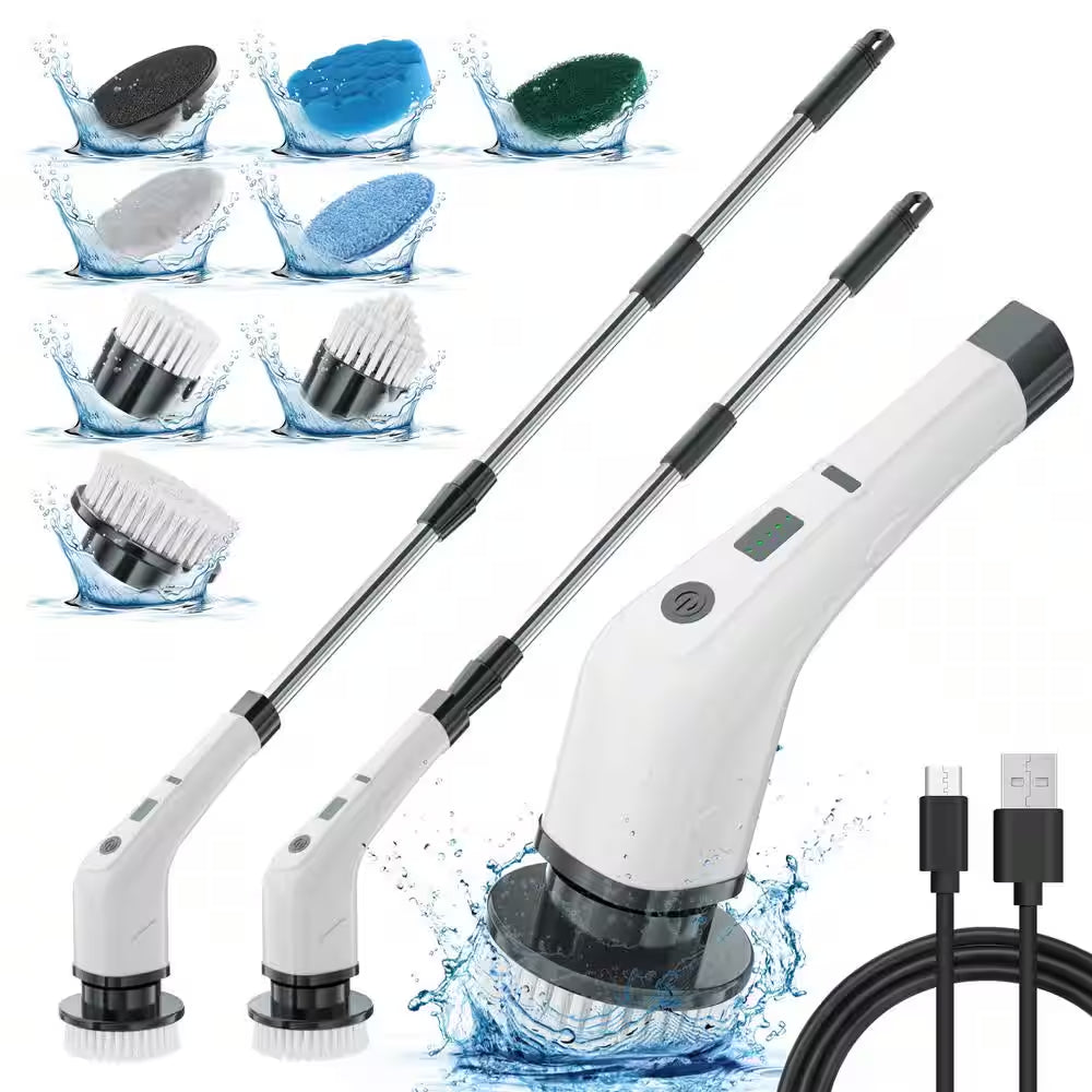 7 in 1 Electric Spin Scrubber Cordless Cleaning Brush with Extendable Handle for Floor Cleaner, Bathtub, Sweeper