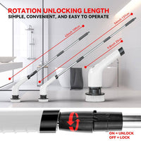 7 in 1 Electric Spin Scrubber Cordless Cleaning Brush with Extendable Handle for Floor Cleaner, Bathtub, Sweeper